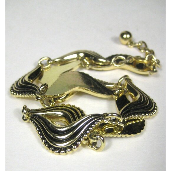 Can Floxal Necklace 17 In Vintage Jewelry Goldtone Panel Choker Wave Scroll - Picture 1 of 6